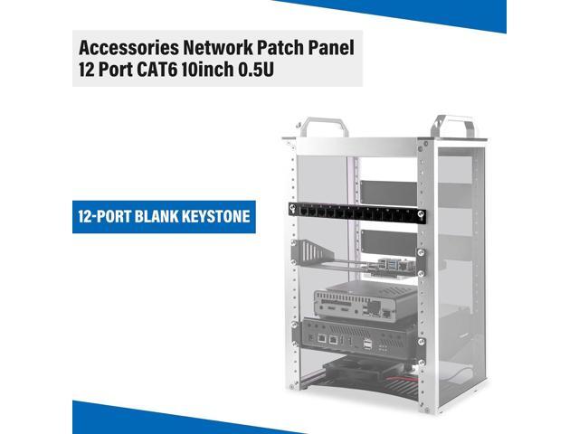 GeeekPi 12 Port Patch Panel, 10inch 0.5U CAT6 Network Patch Panel for DeskPi RackMate T1/T0/T2/T1 Plus/T0 Plus/TL1 and 10 Inch Server Rack/Network...
