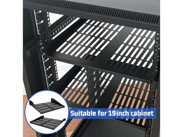 2 Pcs 1U 2U Server Rack Shelf Universal Vented Rack Mount Shelf 19 Inch Network Server Mounting Tray for Air Circulation Network Equipment and...