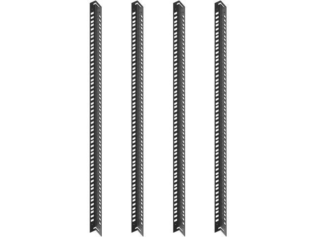 15U Cabinet Vertical Rack Rail Kit, Black, Cold Rolled Steel, 29.08 x 0.77 x 1.16 inch, Package Quantity of 4