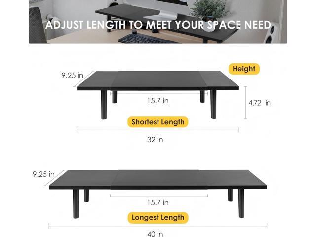 Dual-Monitor-Stand-Riser-For-Desk Adjustable Length 32-40 InchLarge Desktop Computer Monitor Riser For 2 ScreensDesk Shelf Organizer Riser Stand...