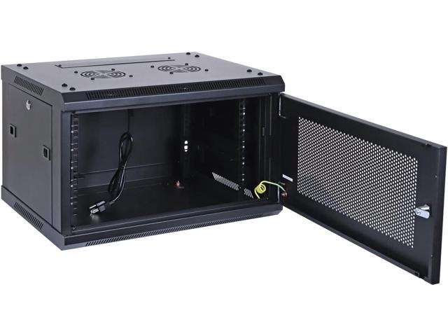 AEONS 6U Professional Wall Mount Network Server Cabinet Enclosure 19-Inch Server Network Rack 16-Inches Deep Black Vented Door with 2 Fans