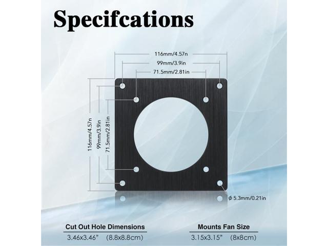 80mm Ventilation Grille for PC Computers & AV Electronic Cabinets - Includes Fan Mounting Bracket, Protective Mesh Panel, Optimizes Server Cabinet...