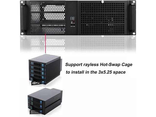 RackChoice 3u Rackmount Server Chassis MATX/Mini-ITX 3x5.25 Support ATX PSU with Either top/Bottom or Side Cooling and SFX PSU (Need to use The ATX...