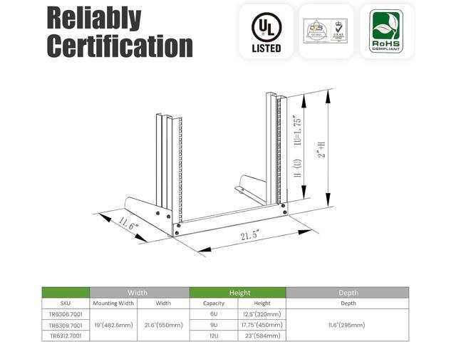 RAISING ELECTRONICS 6U Stand Open Rack Equipment fram for Server Networking and Data System Desktop Rack