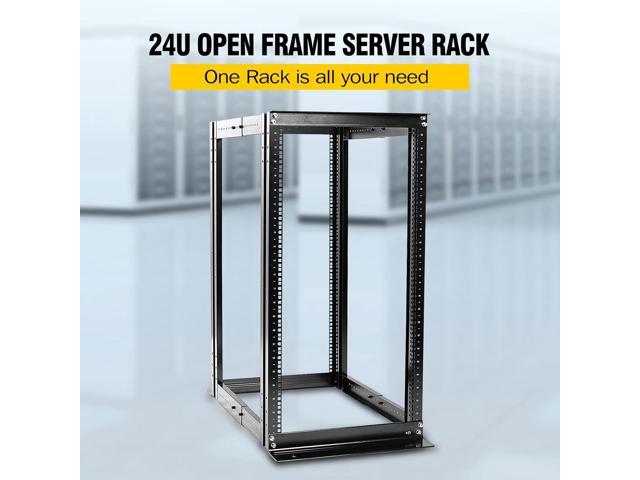 Raising ELECTRONIS 24U 4 Post Open Rack Frame Rack Enclosure 19 Inch Adjustable Depth Aluminum UL Certified