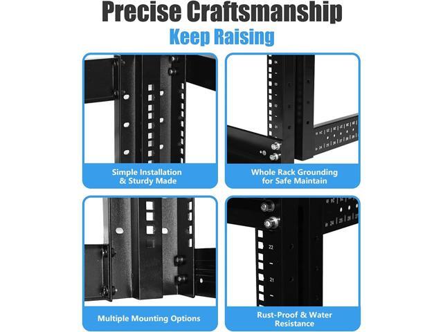 Raising ELECTRONIS 24U 4 Post Open Rack Frame Rack Enclosure 19 Inch Adjustable Depth Aluminum UL Certified