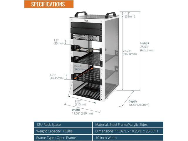 Tecmojo 12U Network Rack, 10 inch Mini Server Rack with 2 Side Translucent Panels & 2 Top Handles, 10.23 inch Deep, for 10 inch IT Equipment & A/V...