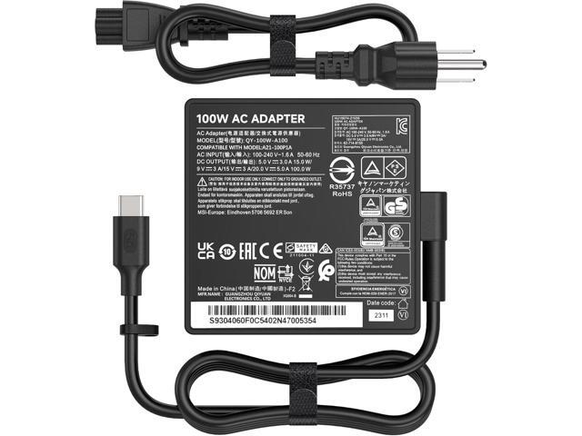 100W USB-C Laptop Charger Compatible with MSI Prestige 13 14 15 16, Summit E13 E14 E15 E16 Flip Evo, 20V 5A Type-C AC Adapter Compatible with MSI...