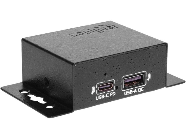 Coolgear Chargeit! Mini 75W Dual Port USB-A and USB-C PD Charger - QC 4.0 with PPS, Industrial Metal Chassis, Simultaneous Dual Port USB Fast...