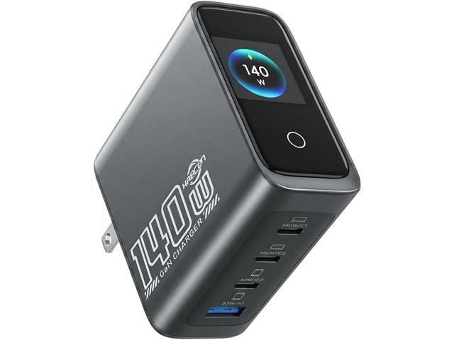 140w USB C Charger Block with Smart Display, 4-Port GaN Laptop Fast Charger Power Adapter, Touch Controls for MacBook, iPad, iPhone 17/16 Series.