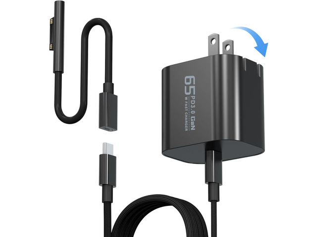 65W USB C Surface Pro Charger Compatible with Surface Pro 3/4/5/6/7/8/9/10/X/11/12,Surface Book1/2/3,Power Adapter Compatible with Microsoft...