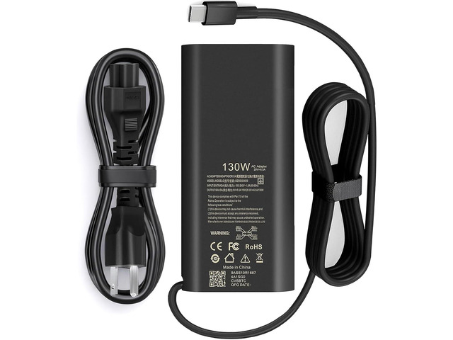 GAN 130W USB C Type C Laptop Charger for XPS 15 9575 2in1 9520 9500 9530 Precision 5530 5470 5550 3550 3560 3750 XPS 17 9700 9710 9720 9730 HA130PM170