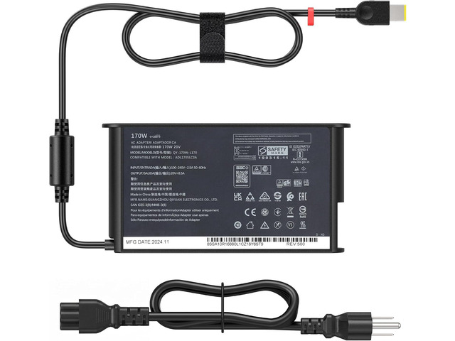 170W Slim Tip Charger Compatible with Lenovo LOQ 15 16 Legion Slim 5 5i Yoga Pro 9i ThinkPad P1 P16 P16v X1 Extreme, IdeaPad Pro 5, 20V 8.5A Laptop...