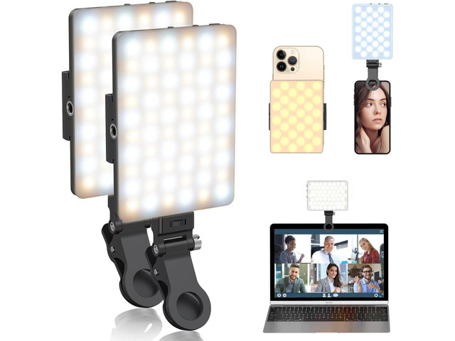 Selfie Light, Phone Light with Front & Back Clip, 60 LED Portable Light with 3 Modes, 5000mAh Rechargeable Video Light for Phone, iPhone, TikTok,...