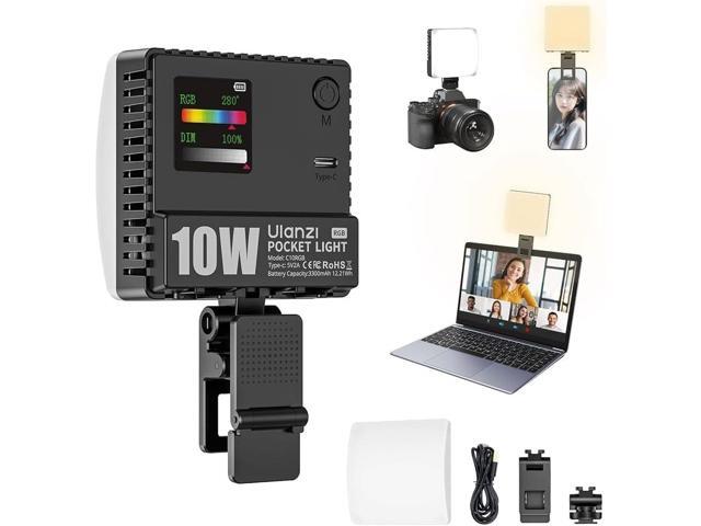 Ulanzi C10 10W Portable Selfie LED Light - 1300 Lux vlogging Light, 3300mAh,Video Conference Lighting Kit, Phone Selfie Lights with Clip & Cold...