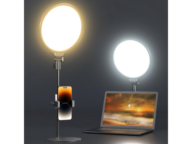 UBeesize 10.5in Laptop Ring Light with Stand and Phone Holder for Desk, Zoom Lighting for Computer, Video Recording, Streaming, Video Conference,...