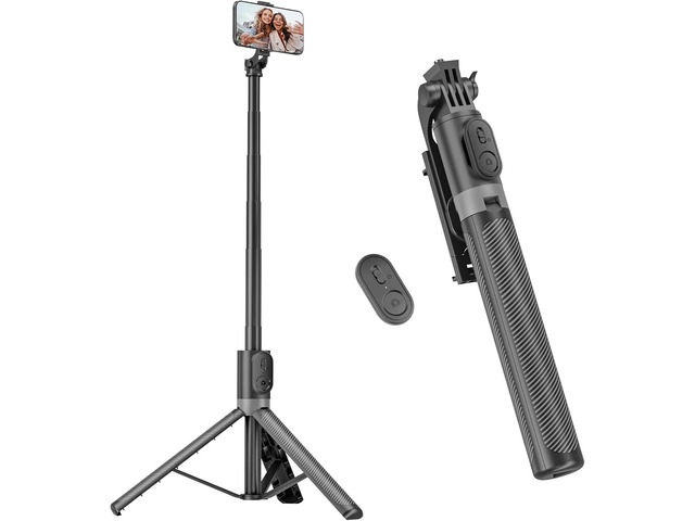 71 Phone Tripod & Selfie Stick, Portable All in One Extendable Cell Phone Tripod Stand, with Wireless Remote Control for iPhone/Samsung/Android/Camera