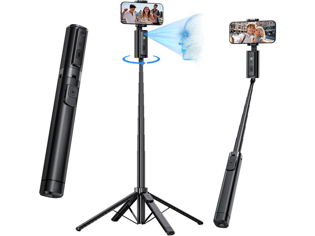 UBeesize 67' Auto Face Tracking Tripod with 360° Rotation, Smart Phone Stand with Remote Control, Extendable Selfie Stick for TikTok, Vlog & Video...
