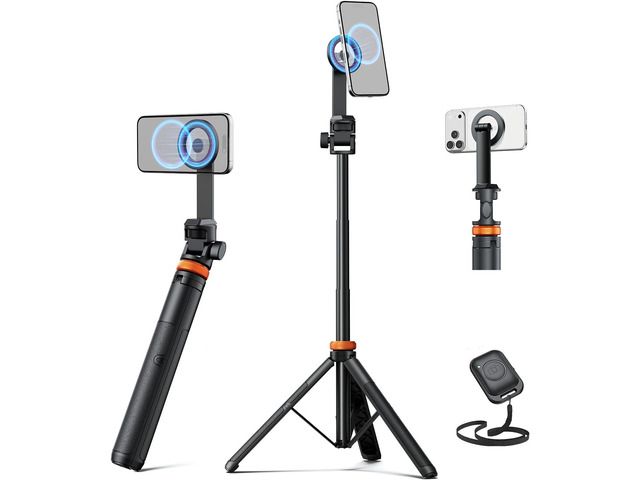 EUCOS 62' Magsafe Tripod, Tripod for iPhone & Magnetic Selfie Stick Tripod with Remote, Strong Magnetic Phone Holder for Magsafe, Extendable Phone...