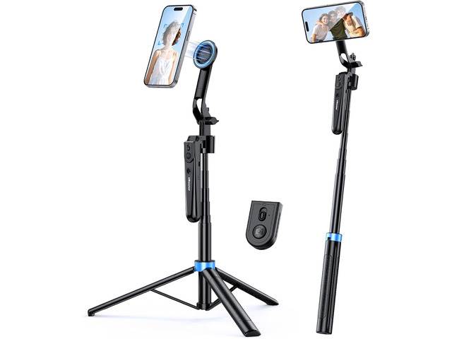 UBeesize 72 Auto Face Tracking Tripod for iPhone, MagSafe Selfie Stick with Remote, 360° Magnetic Phone Stand with Gesture Control for TikTok, Live...