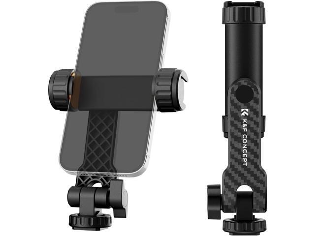 K & F CONCEPT Phone Tripod Mount, Universal Smartphone Adapter with 2 Cold Shoe Mount, Adjustable Cellphone Holder for Horizontal and Vertical...
