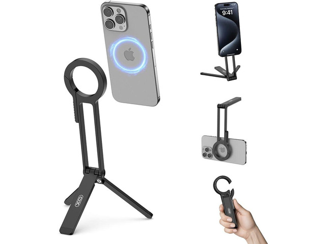 Magnetic Phone Tripod Stand for iPhone,Adjustable and Foldable Mini Pocket Tripod,Strong Magnet Selfie Stick Stand for iPhone 17/16/15/14/13/12 and...