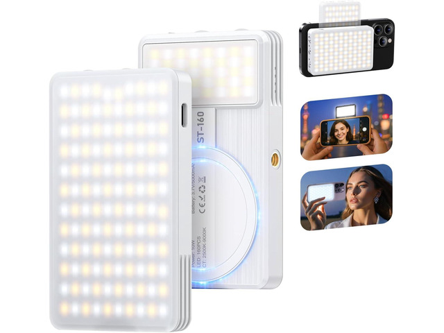 Magnet Phone Light, 160 LED Dual Side Selfie Light Compatible with iPhone Magsafe, 3 Lighting Adjustment Modes, Selfie Lights for...