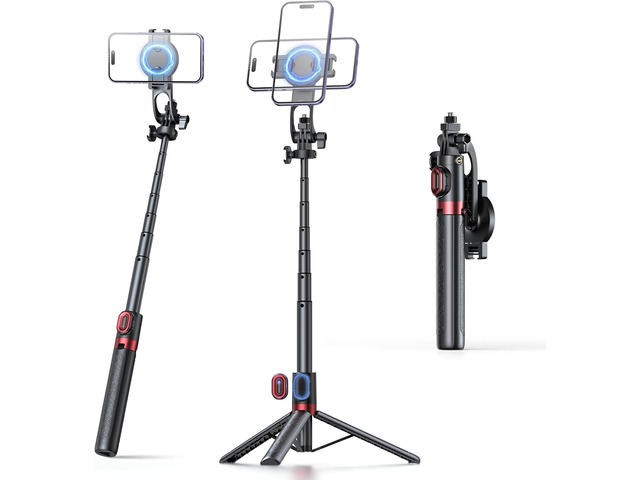 REQO Magnetic Tripod for iPhone and Android,Samsung Phones,51' Selfie Stick Tripod Mount with Remote,Portable Phone Selfie Stick Stand for...