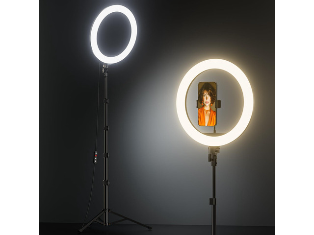 TODI 12' Ring Light with 63' extendable Tripod Stand, Selfie RingLight with Phone Holder and Selfie Remote, 2-in-1 Dimmable LED Ring Light for...