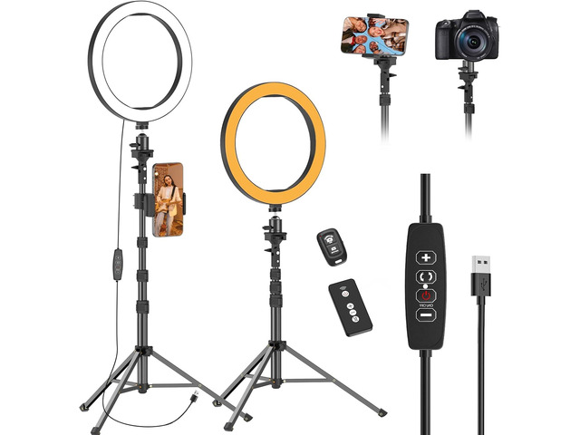 EMART 10' Ring Light with 55' Extendable Tripod Stands and Phone Holder, Dimmable LED Circle Round Light for Selfie Camera...