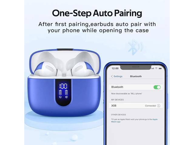 TAGRY Bluetooth Headphones True Wireless Earbuds 60H Playback LED Power Display Earphones with Wireless Charging Case IPX5 Waterproof in-Ear...