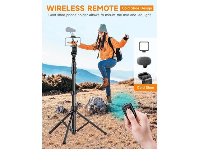 Phone Tripod, 86' Tall Tripod for iPhone with Flexible Gooseneck & Remote, Portable Aluminum Cellphone Stand for Selfies, Video Recording,Travel,...