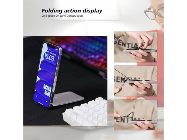 Magnetic Phone Stand, Foldable Cell Phone tripods Stain-Resistant Leather & Angle Adjustment, Multifuctional Strong Magnets Tripod for iPhone...