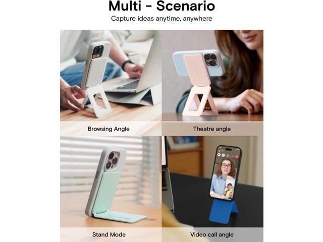 MOFT Phone Stand, Magnetic Phone Tripod Stand Stain-Resistant MOVAS Leather & Angle Adjustment & Strong Magnets Tripod for iPhone 16/15/14/13/12...
