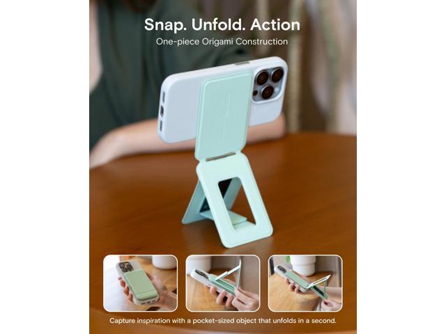 MOFT Phone Stand, Magnetic Phone Tripod Stand Stain-Resistant MOVAS Leather & Angle Adjustment & Strong Magnets Tripod for iPhone 16/15/14/13/12...