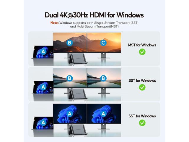 USB C Docking Station Dual Monitor for Microsoft Surface Pro/Go 11/10/X/9/8/7, PULWTOP Dual Displays with 2 xHDMI 4K, 3 x USB-C/A 10Gbps, 2 x USB-A...