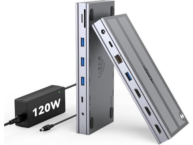 4URPC USB C Docking Station Triple Display with 120W Power Adapter, 3X HDMI, Laptop Docking Station 3 Monitor for Windows, MacBook/Mac mini M4(5...