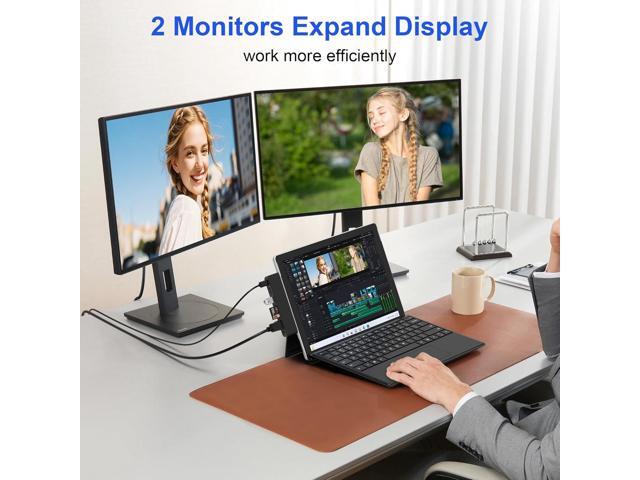 Surface Pro 11/10/9 Accessories Docking Station & Adapter - 7-in-1 USB-C Hub for Dual Monitor, with 4K HDMI, USB C Thunderbolt 4...