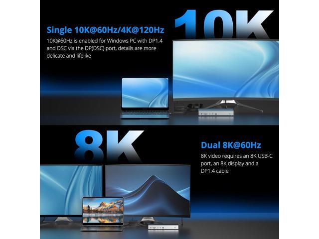 WAVLINK USB C DisplayLink (DL7400) Premium Docking Station, 2xHDMI and 2xDisplayPort, Dual 8K@60Hz,Quad 4K@60Hz for Windows 10/11 and Mac...