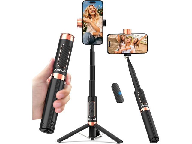 Selfie Stick Tripod for iPhone & Android, Portable Phone Tripod Stand with Bluetooth Remote, One-Click Open, Compact & Lightweight, All-in-1 for...