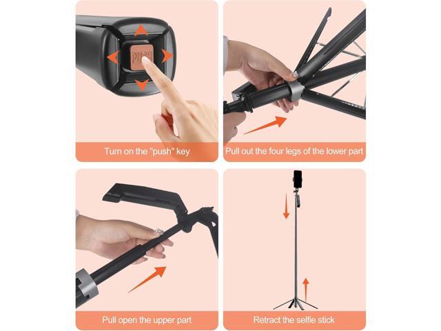 Selfie Stick Phone Tripod - 71 inch Tall Cell Phone Holder with Detachable Wireless Remote and 2 LED Lights for Recording, Video and Picture, Phone...