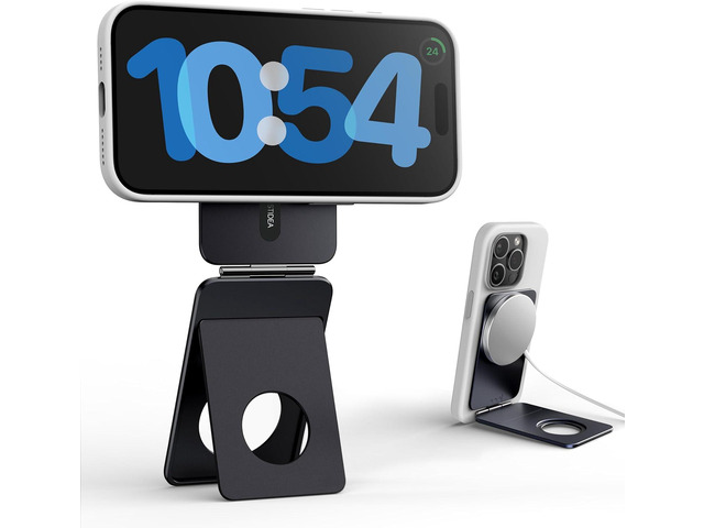 Phone Tripod Stand, Aluminum Alloy Mini Tripod Compatible with Magsafe iPhone 16/15/14/13/12 Series, Foldable Strong Magnetic Phone Stand,...