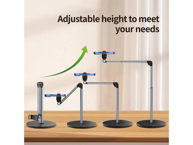 yAyusi Heavy Duty Aluminum Overhead Tripod for iPhone, 12 in Long Phone Mount for Desk, Flexible Articulating Arm Overhead Phone Mount for Live...