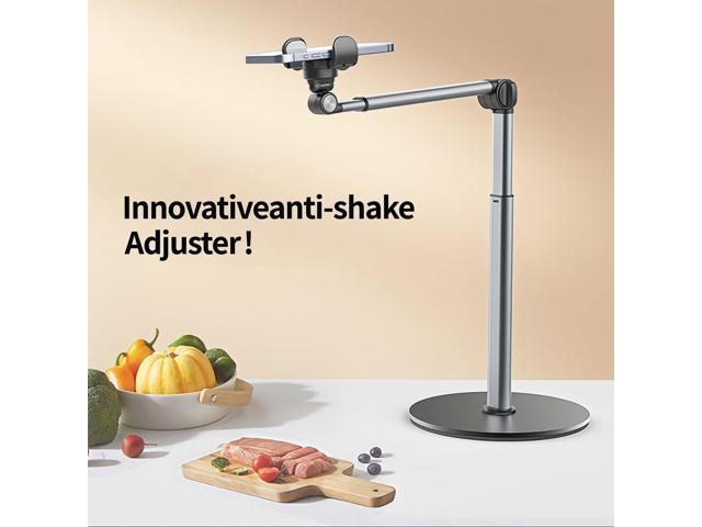 yAyusi Heavy Duty Aluminum Overhead Tripod for iPhone, 12 in Long Phone Mount for Desk, Flexible Articulating Arm Overhead Phone Mount for Live...