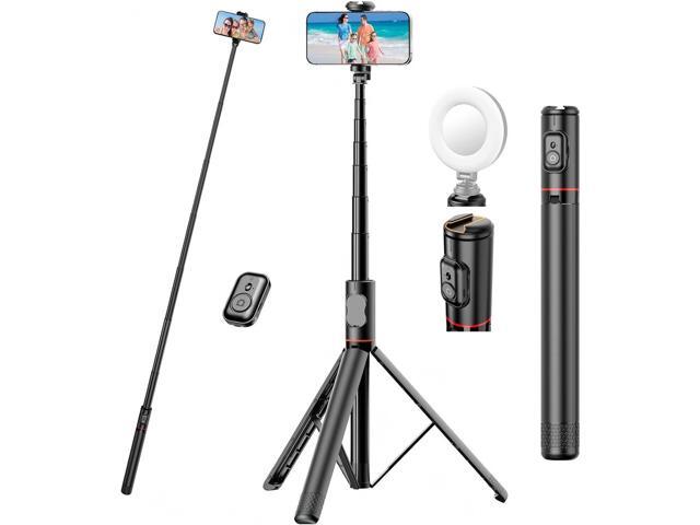 72' Phone Tripod & Selfie Stick - Tripod for iPhone Cell Phone Tripod Stand Holder w Cold Shoe Mount, Portable Travel Tripods for iPhone 16 15 14...