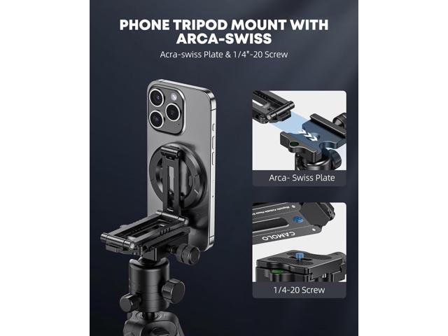 Magnetic Pocket Phone Tripod Foldable Compatible with Magsafe for iPhone 16/15/14/13/12 Plus Pro Max Series, MG03 PRO Aluminium Smartphone Mini...