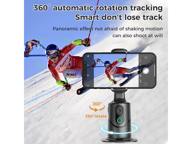 Auto Face Tracking Phone Holder,No App Required,360° Rotation Phone Camera Stand with Remote and Gesture Control, Smart Shooting Tripod for...