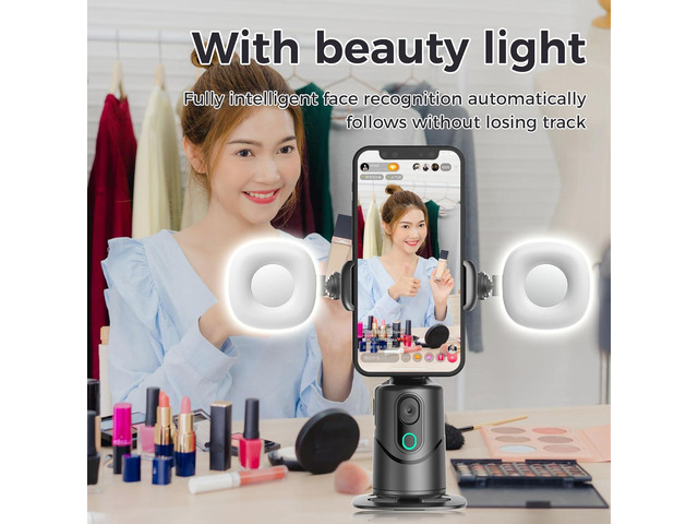 Auto Face Tracking Phone Holder,No App Required,360° Rotation Phone Camera Stand with Remote and Gesture Control, Smart Shooting Tripod for...