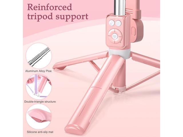 Selfie Stick Tripod with Fill Light, Phone Selfie Stick,Durable Stainless Steel Design,Bluetooth Remote Control,and Stable Three-Legged Support for...