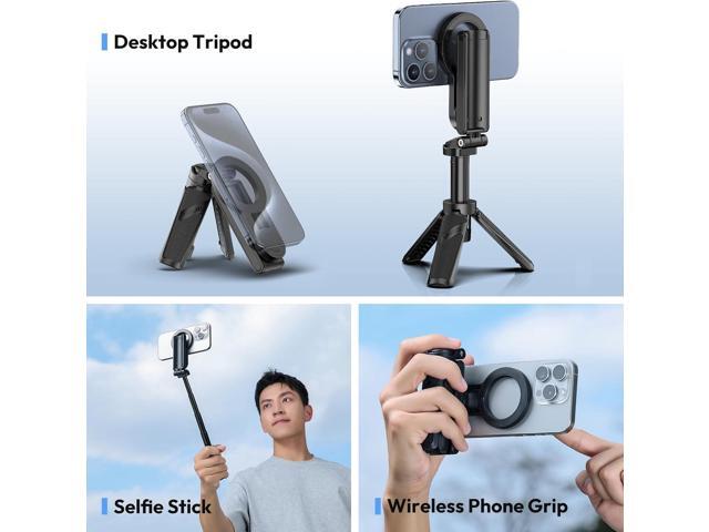ULANZI JJ03 Magnetic Tripod for Phone with Remote Control, 3-in-1 Selfie Stick Handle Grip 360° Rotation Extendable Stand for iPhone Android Phones